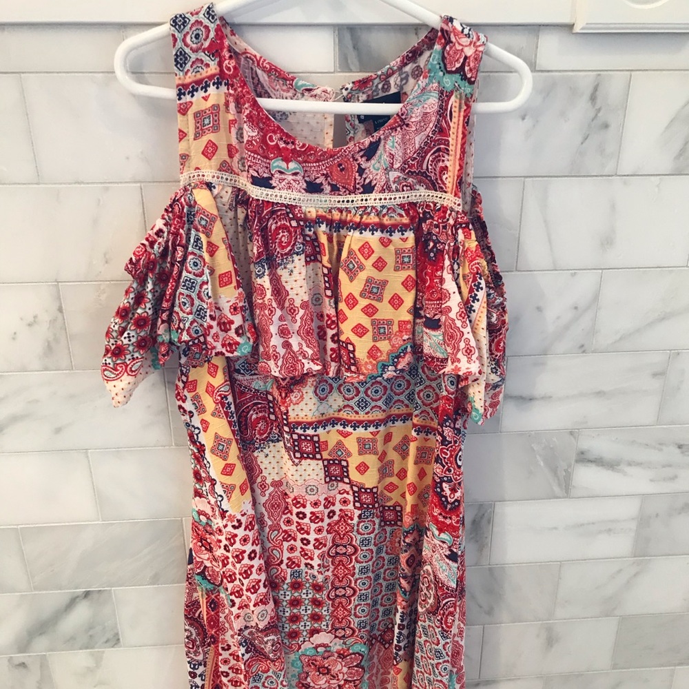 Girls Art Class Casual Red Patterned Dress